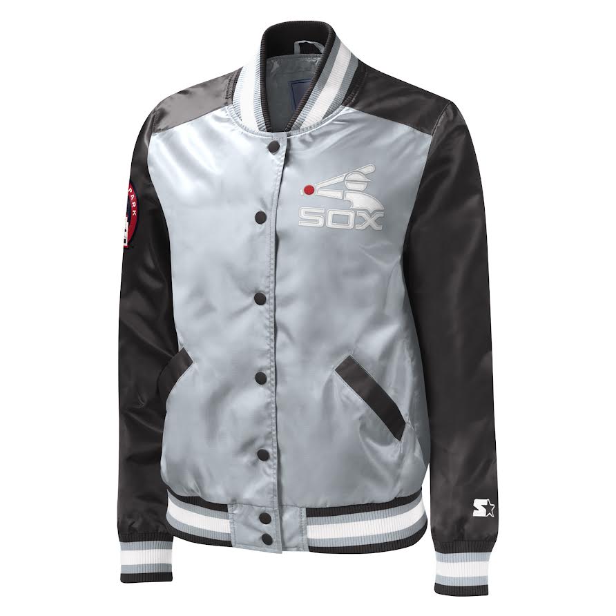 Chicago White Sox Starter Cooperstown Collection Black Batterman Satin Button Down Jacket for Women product image 1,