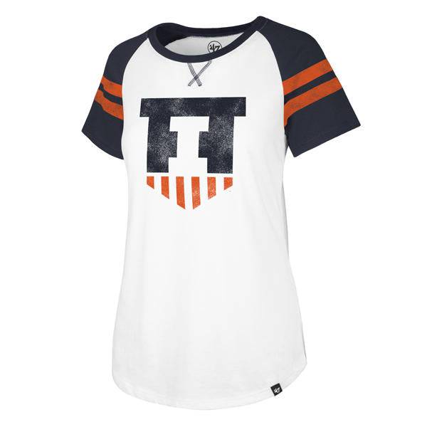 Illinois Fighting Illini '47 NCAA Women Fly Out Raglan T-Shirt product image 1, provided for visual reference and product