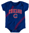 Infant Chicago Cubs Majestic Blue Fan-Atic Baseball Bodysuit product image 1, provided for visual reference and product