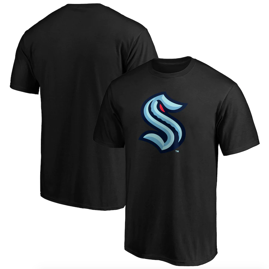 Seattle Kraken Fanatics Branded Black Primary Logo T-Shirt for Men product image 1, provided for visual reference and