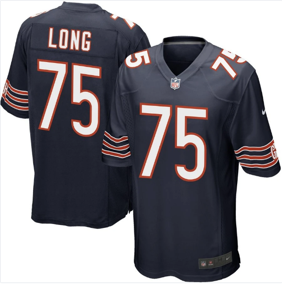 Chicago Bears Mens Kyle Long Nike Navy Blue Team Color Game Jersey product image 1, provided for visual reference and