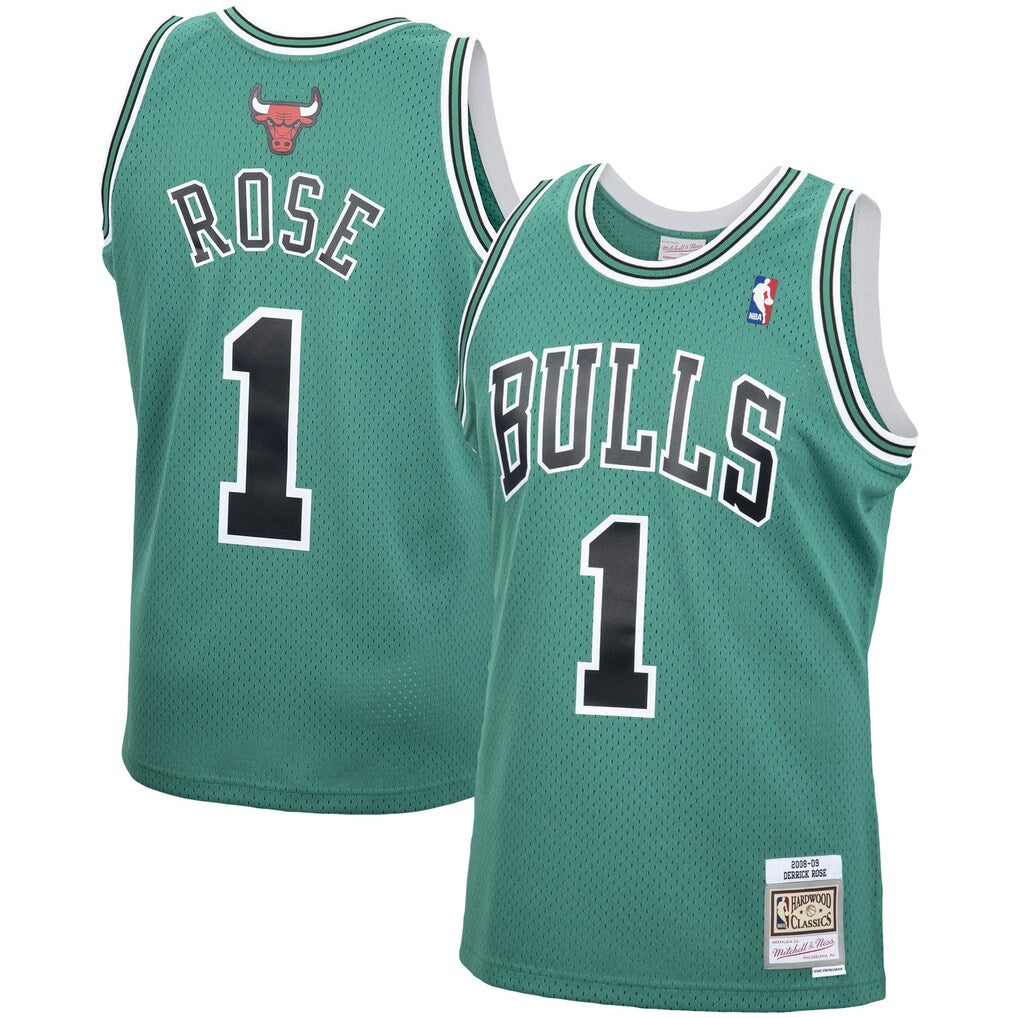 Chicago Bulls Derrick Rose Mitchell & Ness Kelly Green 2008-09 St. Patrick's Day Hardwood Classics Swingman Jersey for Men