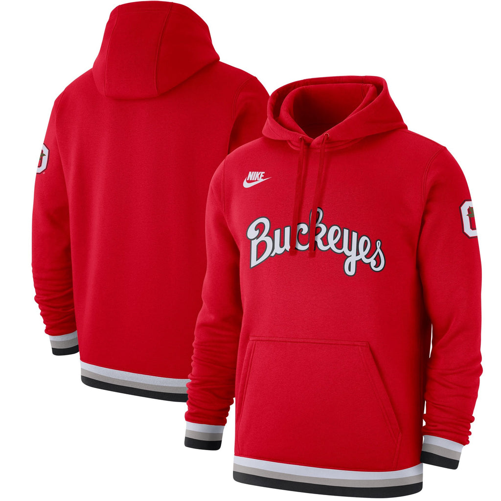 Ohio State Buckeyes Red Retro Fleece Hoodie for Men product image 1, provided for visual reference and product detail review