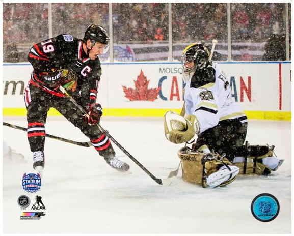 Jonathan Toews Chicago Blackhawks 2014 NHL Stadium Series Goal Action Photo (Size: 8X10) product image 1, provided for