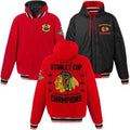 Mens Chicago Blackhawks 2015 Stanley Cup Champions Hooded Reversible Jacket product image 1, provided for visual reference
