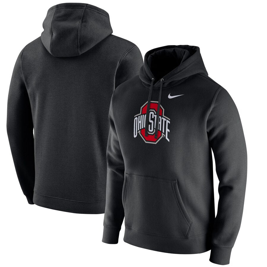Ohio State Buckeyes Nike Logo Club Fleece Pullover Hoodie - Black product image 1, provided for visual reference and product