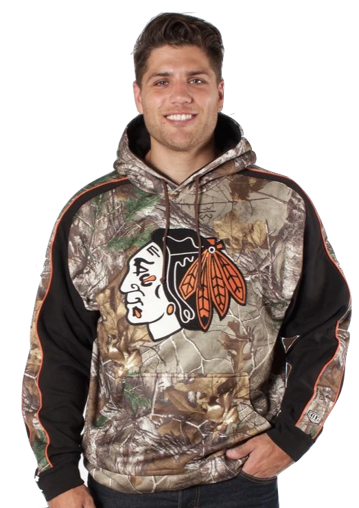 Chicago Blackhawks Adult Decoy Fleece Hoody Sweatshirt, Camo By Old Time Hockey product image 1, provided for visual