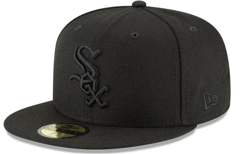 Mens Chicago White Sox New Era MLB Tonal Black on Black 59FIFTY Fitted Cap product image 1, provided for visual reference