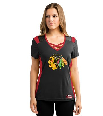 Chicago Blackhawks Draft Me Short Sleeve Criss-Cross Deep V-Neck T-Shirt for Women product image 3, provided for visual