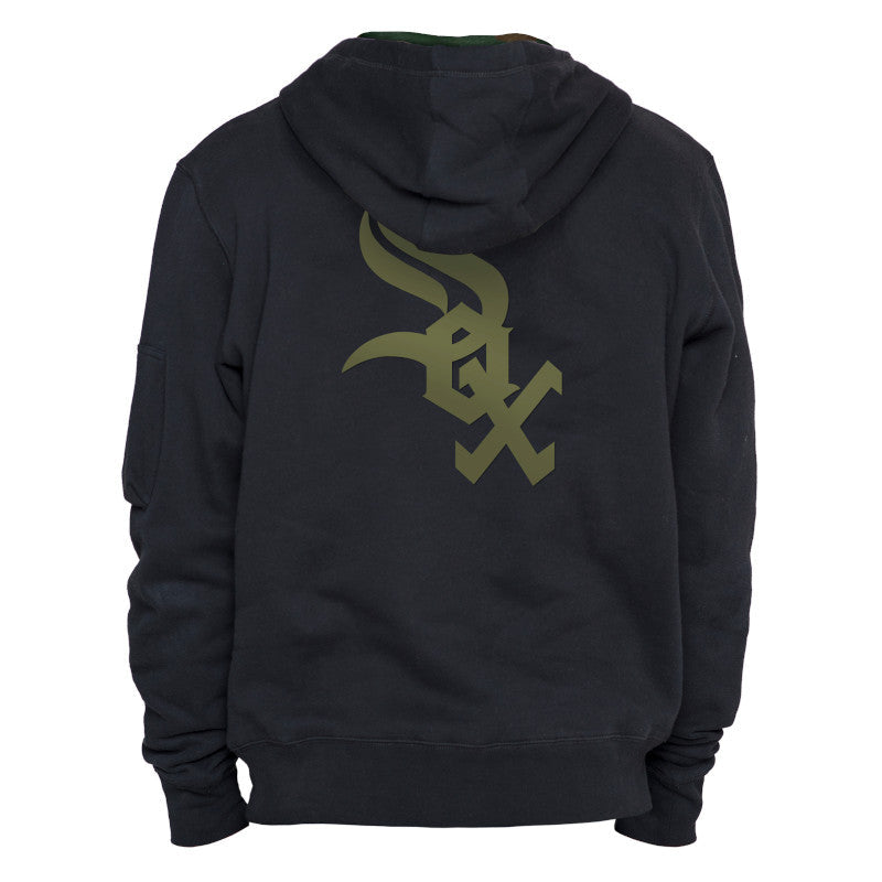 Mens Chicago White Sox Alpha Industries New Era Black Primary Logo Hoodie product image 2, provided for visual reference and