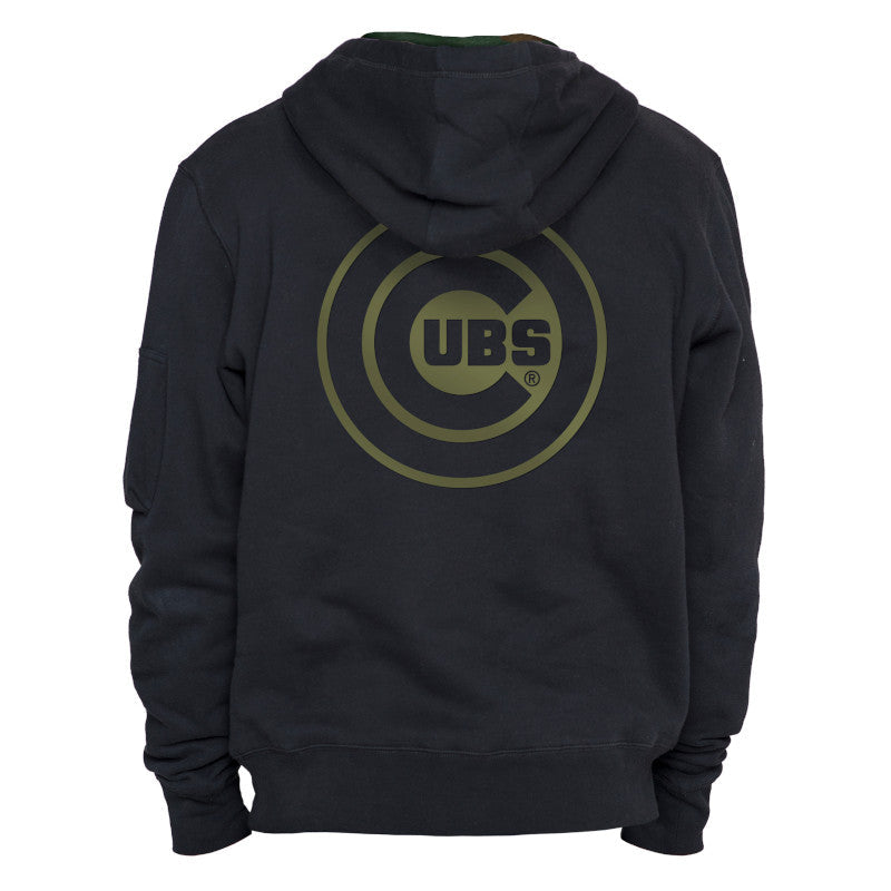 Mens Chicago Cubs X Alpha Industries New Era Black Primary Logo Hoodie product image 2, provided for visual reference and