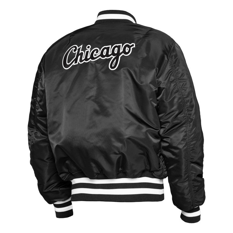 Chicago White Sox Alpha Industries X New Era Black MA-1 Bomber Jacket for Men product image 4, provided for visual reference