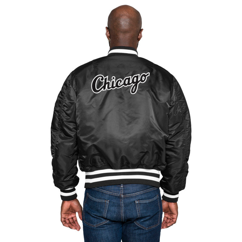 Chicago White Sox Alpha Industries X New Era Black MA-1 Bomber Jacket for Men product image 9, provided for visual reference