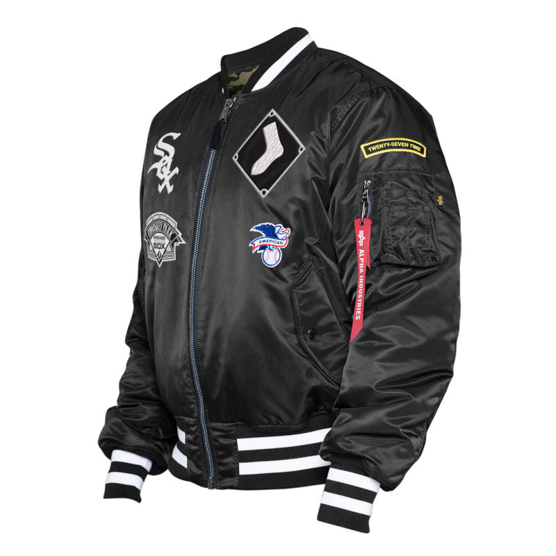 Chicago White Sox Alpha Industries X New Era Black MA-1 Bomber Jacket for Men product image 3, provided for visual reference
