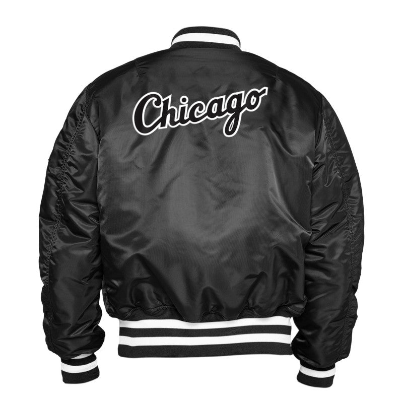 Chicago White Sox Alpha Industries X New Era Black MA-1 Bomber Jacket for Men product image 5, provided for visual reference
