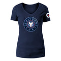 Chicago Cubs New Era Navy City Connect V-Neck T-Shirt for Women product image 1, provided for visual reference and product