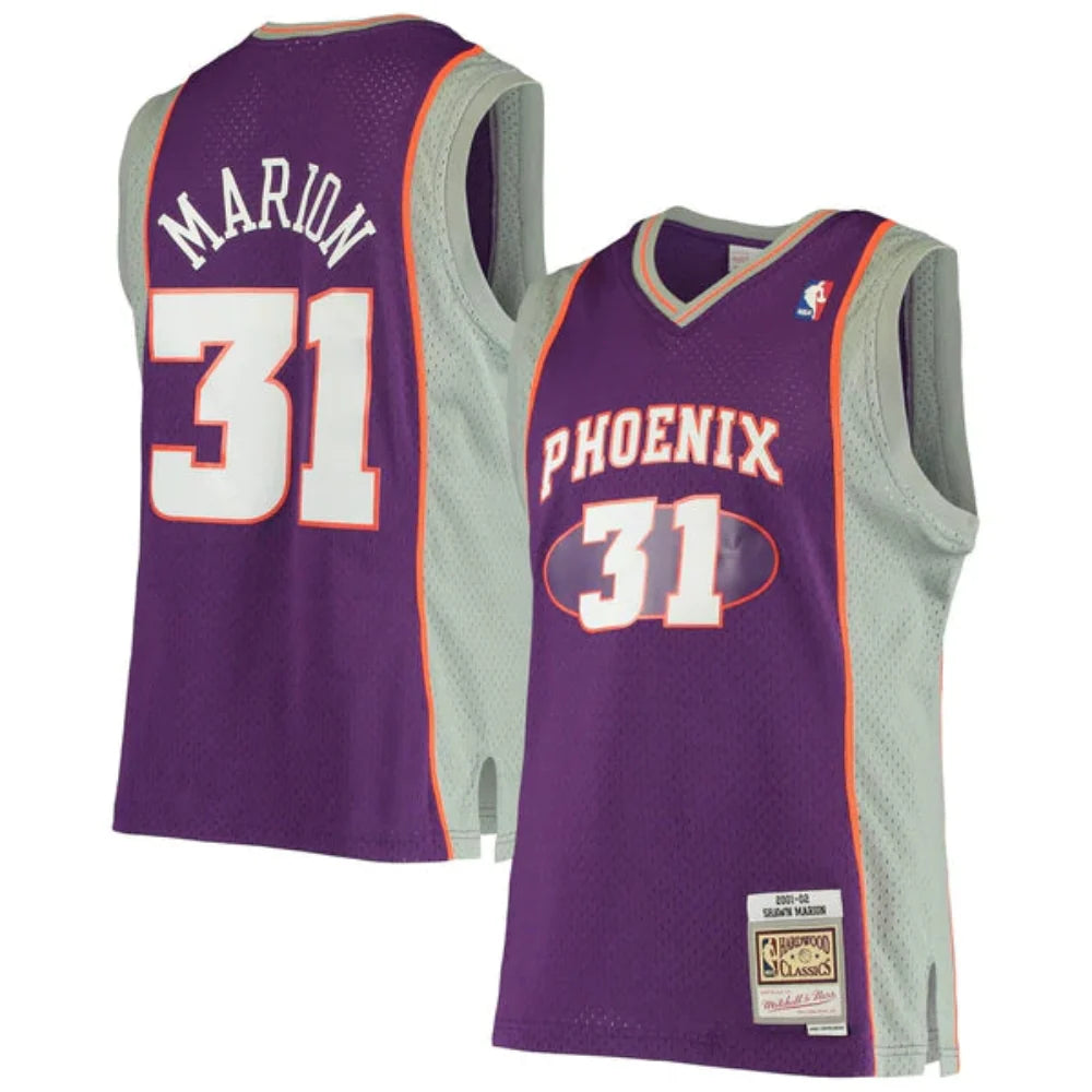 Phoenix Suns Shawn Marion Mitchell & Ness Purple 2001-02 Hardwood Classics Swingman Jersey for Men product image 1, provided