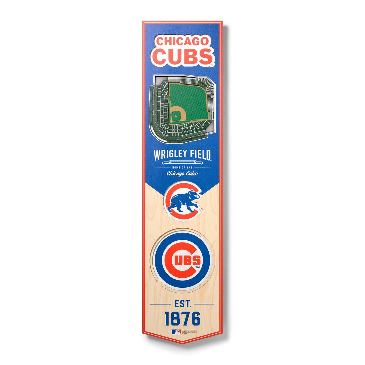 Chicago Cubs 8'' x 32'' 3D StadiumView Banner product image 1, provided for visual reference and product detail review