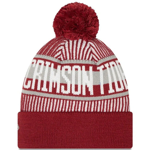 Alabama Crimson Tide Crimson NCAA New Era Knitstripe Cuffed Pom Knit Hat for Men product image 2, provided for visual