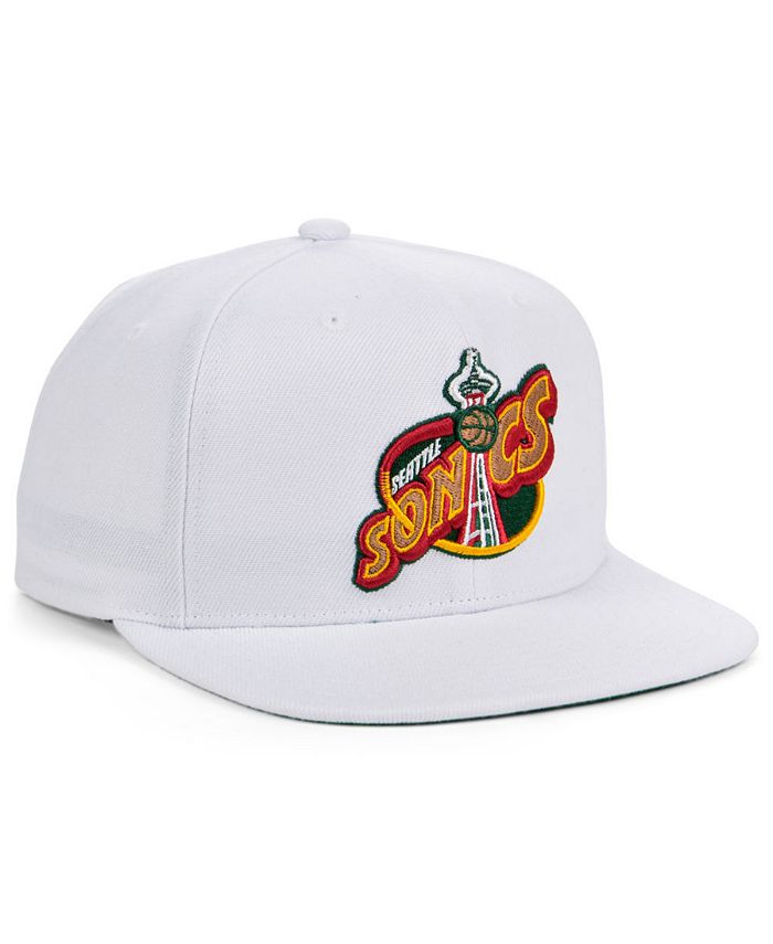 Mitchell & Ness Seattle SuperSonics Hardwood Classics White Adjustable Snapback Hat for Men product image 2, provided for