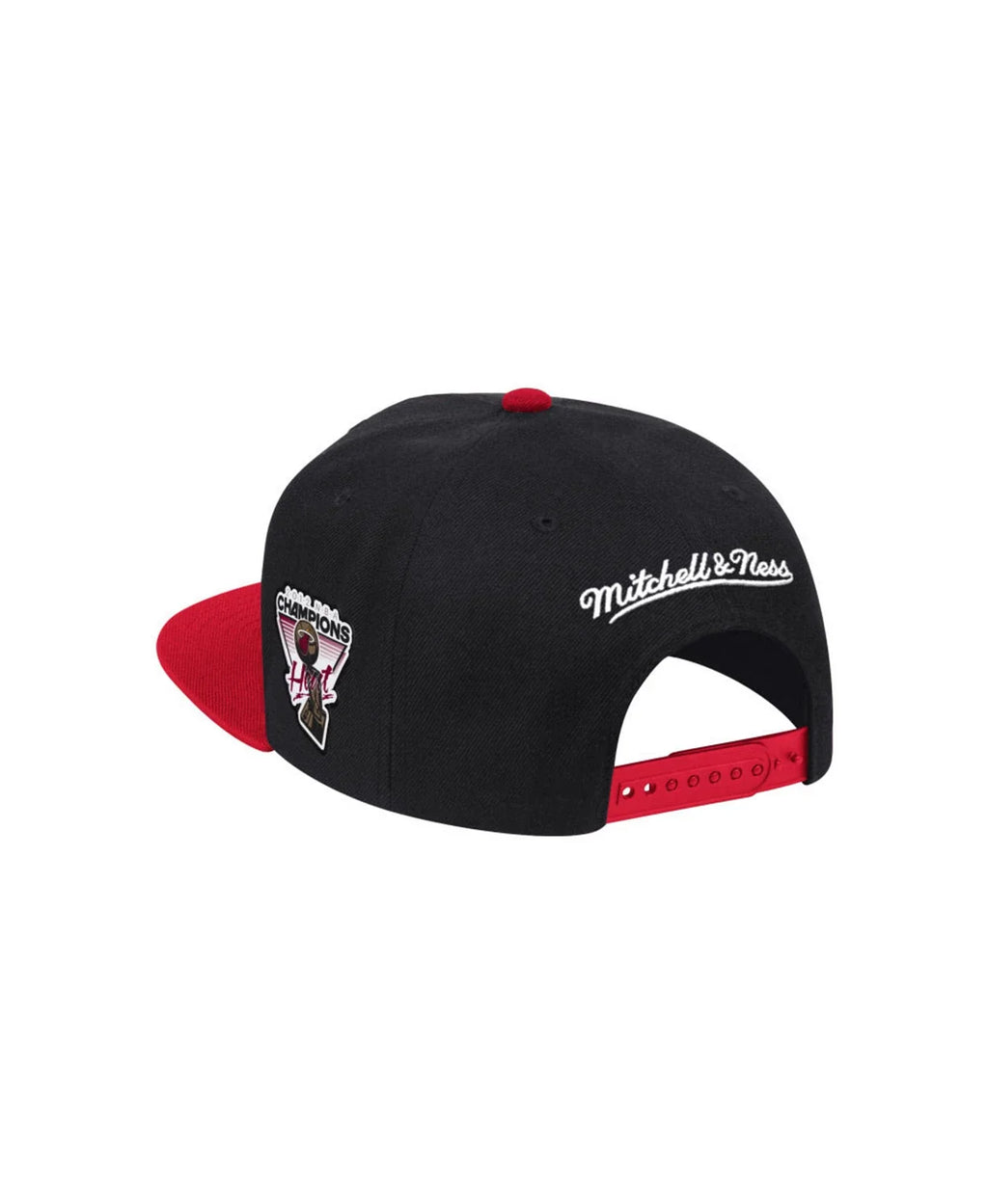 Miami Heat Mitchell & Ness Black/Red NBA Patches 2 Tone Snapback Adjustable Hat for Men product image 3, provided for visual
