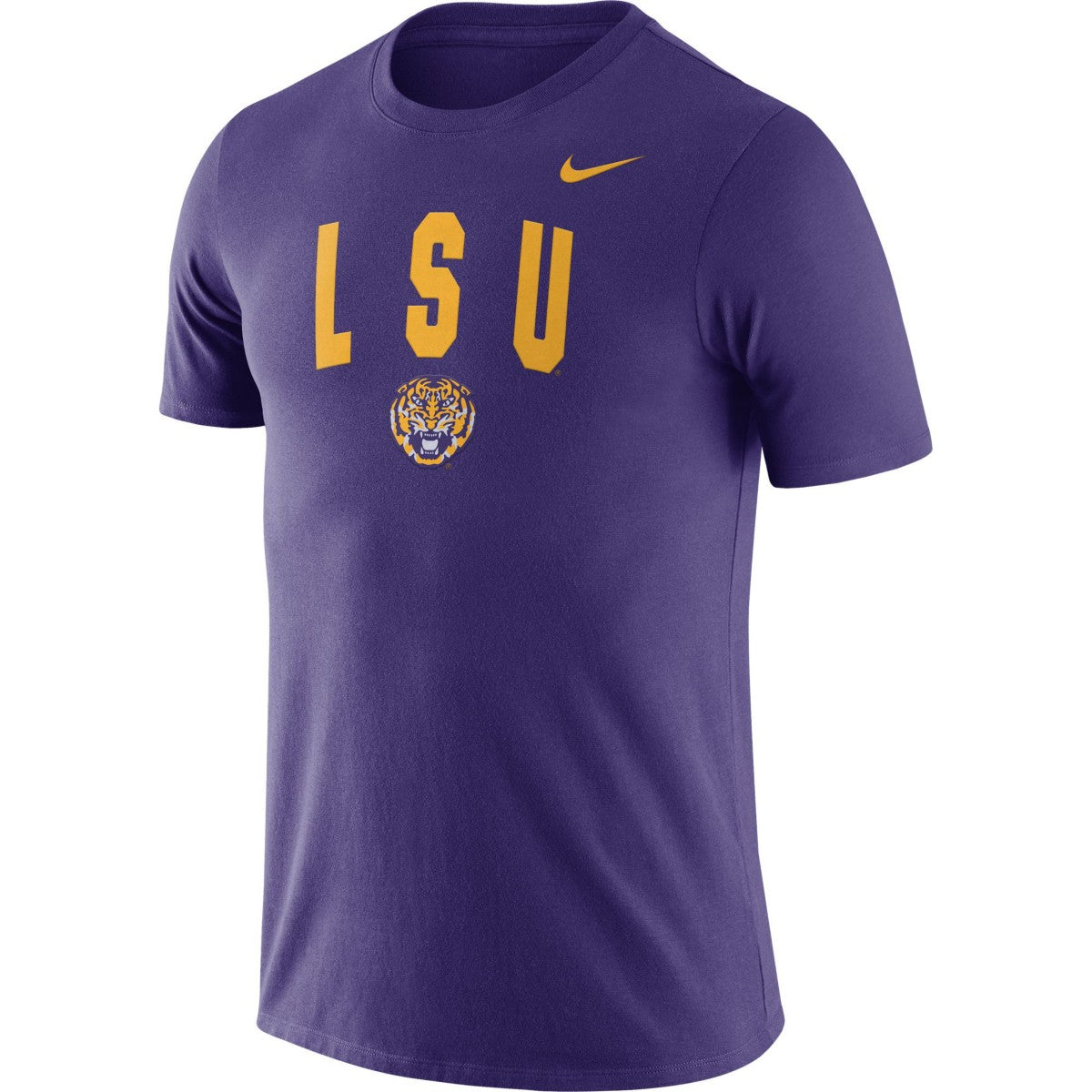 LSU Tigers Nike Arch Suede T-Shirt- Purple for Men product image 1, provided for visual reference and product detail review