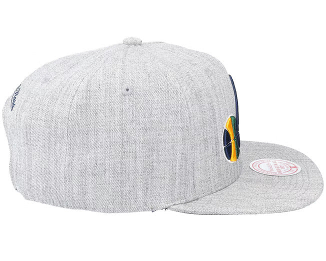 Utah Jazz Gray Heathered 2.0 Mitchell & Ness Snapback Hat product image 4, provided for visual reference and product detail