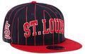 St. Louis Cardinals Navy/Red City Arch New Era 9FIFTY Snapback Hat product image 1, provided for visual reference and