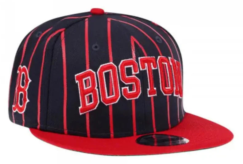 Boston Red Sox Navy/Red City Arch New Era 9FIFTY Snapback Hat product image 1, provided for visual reference and product