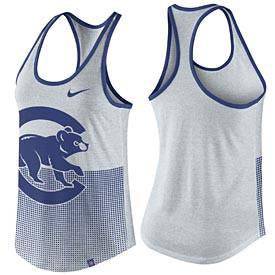Chicago Cubs Birch Heat Dri-Blend Logo 1.7 Racerback Tank Top for Women product image 1, provided for visual reference and