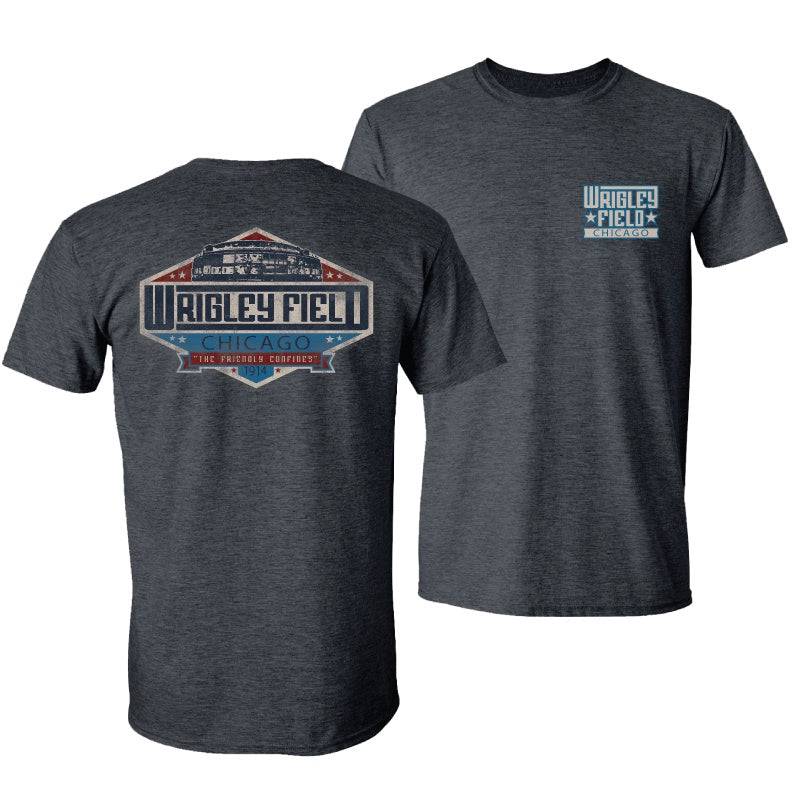 Mens Wrigley Field Chicago Friendly Confines Heather Graphite Tri Blend T-Shirt By Beantown Brand product image 1, provided