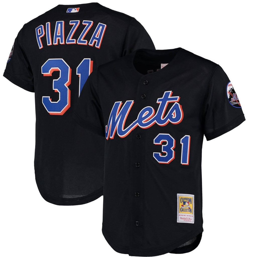 New York Mets Mike Piazza Mitchell & Ness Black Cooperstown Collection Mesh Batting Practice Jersey for Men product image 1,