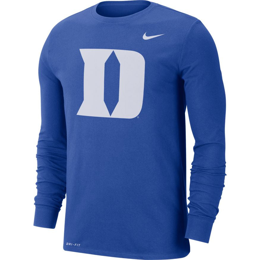 Duke Blue Devils Long Sleeve Royal College Nike Dri-Fit T-Shirt for Men product image 1, provided for visual reference and