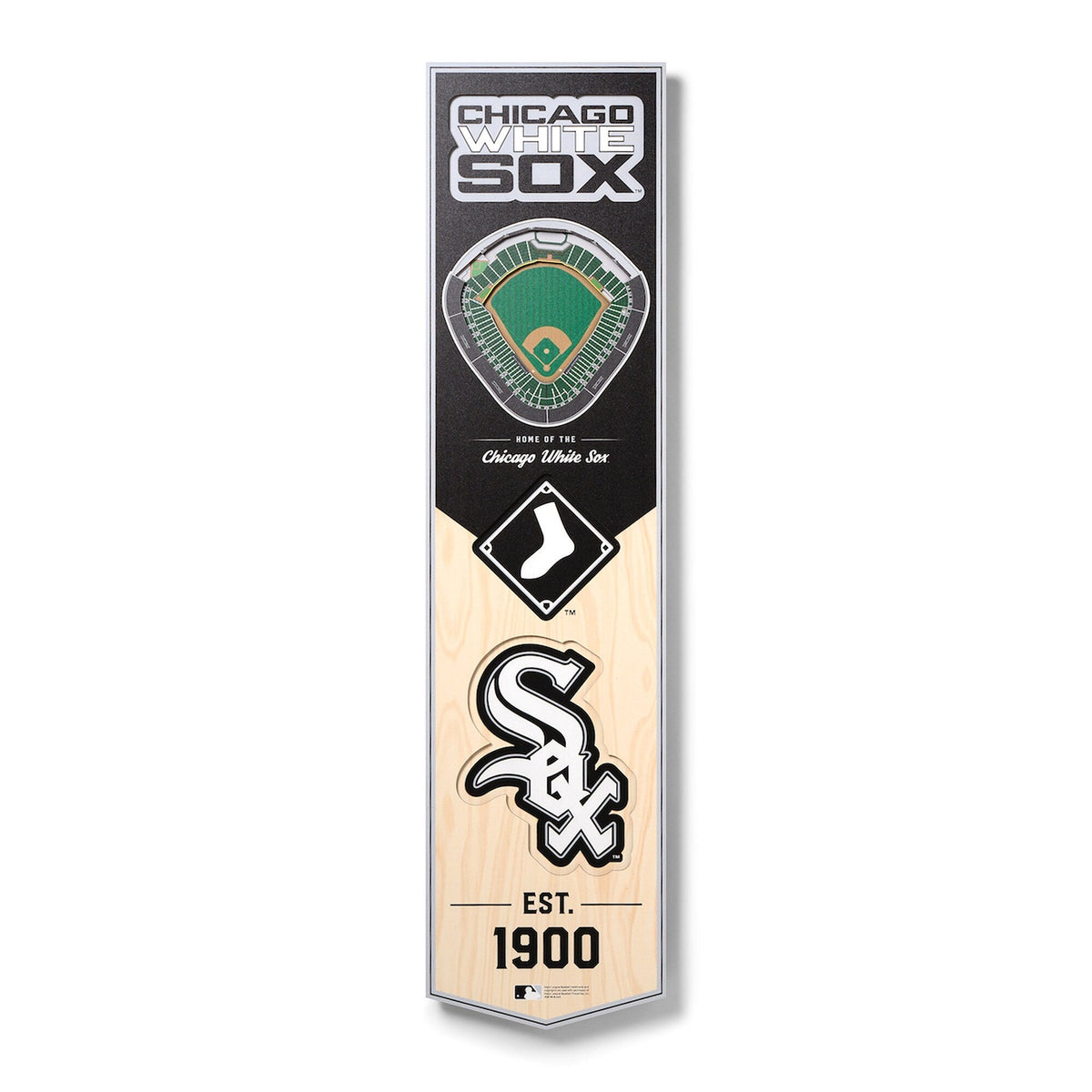 Chicago White Sox 8'' x 32'' 3D StadiumView Banner product image 1, provided for visual reference and product detail review