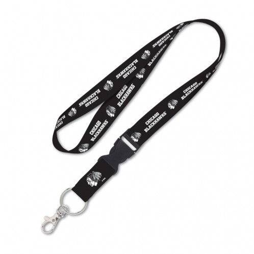 Chicago Blackhawks NHL Black and White 1" Lanyard with Detachable Buckle By Wincraft product image 1, provided for visual