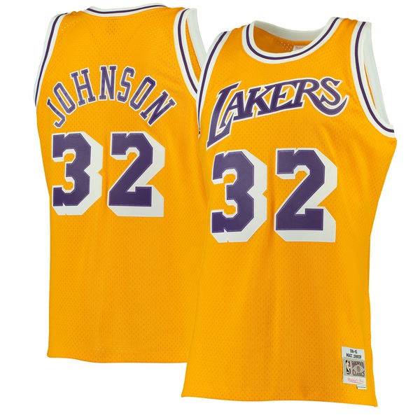 Los Angeles Lakers Magic Johnson Mitchell & Ness Gold 1984-85 Hardwood Classics Swingman Jersey for Men product image 1,
