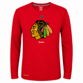 Chicago Blackhawks Youth Team Logo Dri-fit Long Sleeve T-Shirt By Reebok-Red product image 1, provided for visual reference