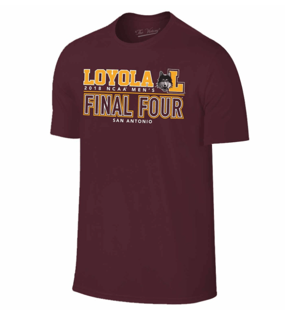 Mens Loyola Chicago Ramblers Adult Final Four Maroon T-Shirt product image 1, provided for visual reference and product