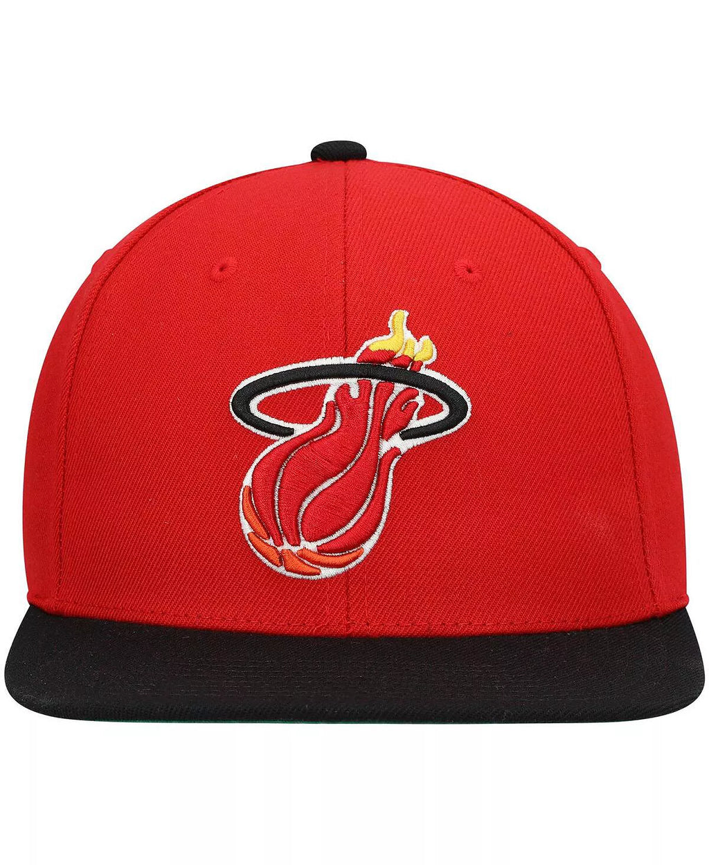 Miami Heat Mitchell & Ness 2-Tone 2.0 Snapback Hat-Red/Black for Men product image 2, provided for visual reference and