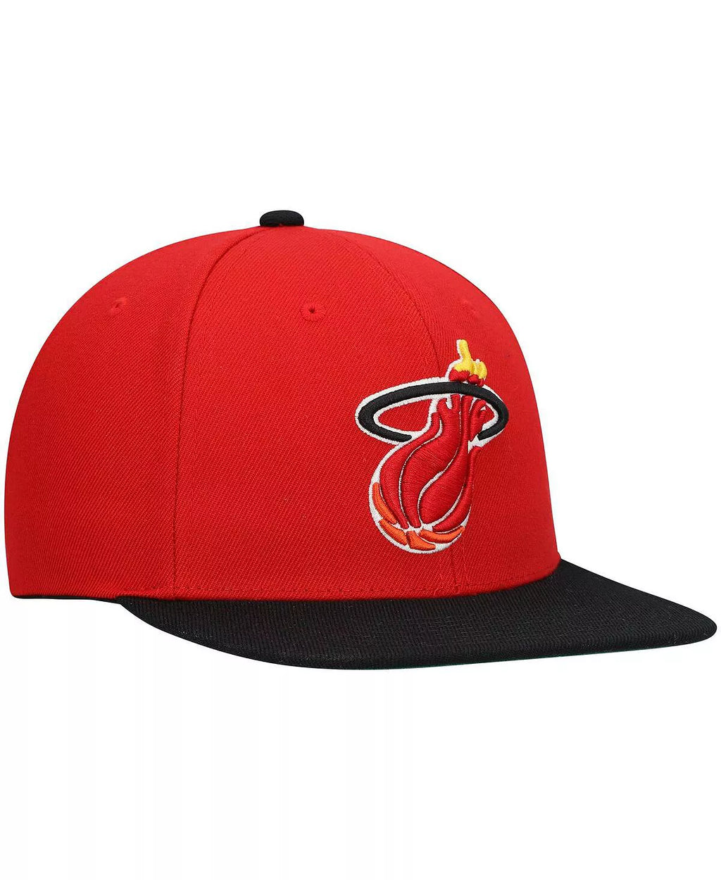Miami Heat Mitchell & Ness 2-Tone 2.0 Snapback Hat-Red/Black for Men product image 3, provided for visual reference and