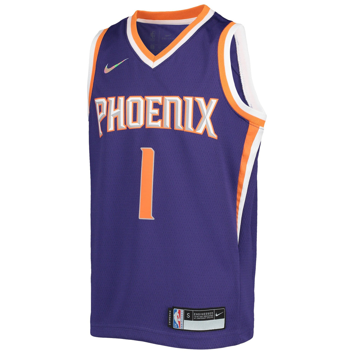 Youth Devin Booker Phoenix Suns Nike Purple Icon Edition Swingman Jersey product image 2, provided for visual reference and
