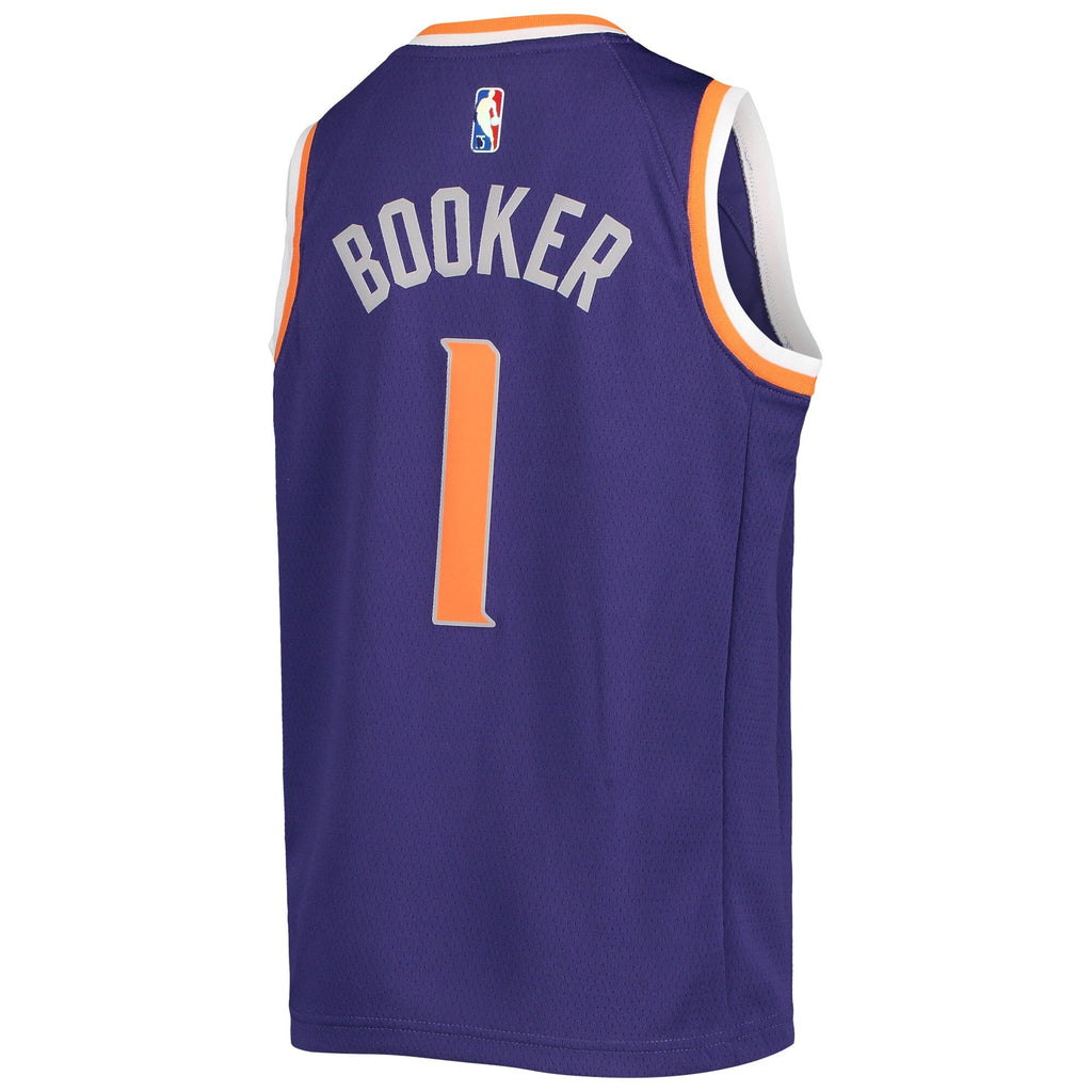 Youth Devin Booker Phoenix Suns Nike Purple Icon Edition Swingman Jersey product image 3, provided for visual reference and
