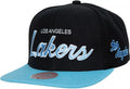 Los Angeles Lakers HWC Team Script 2.0 Mitchell & Ness Snapback Hat product image 1, provided for visual reference and