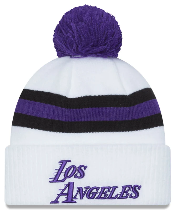 Los Angeles Lakers New Era 2022/23 City Edition Official Cuffed Pom Knit Hat for Men product image 1, provided for visual