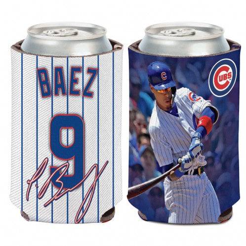 Javier Baez Chicago Cubs 2 Sided Pinstripe 12 oz. Can Cooler By Wincraft product image 1, provided for visual reference and