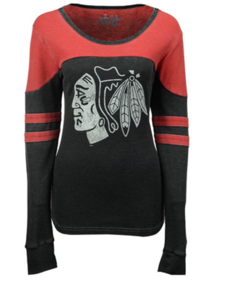 Chicago Blackhawks NHL Touch By Alyssa Milano Red/Black Hat Trick Long Sleeve Thermal T-Shirt for Women product image 1,