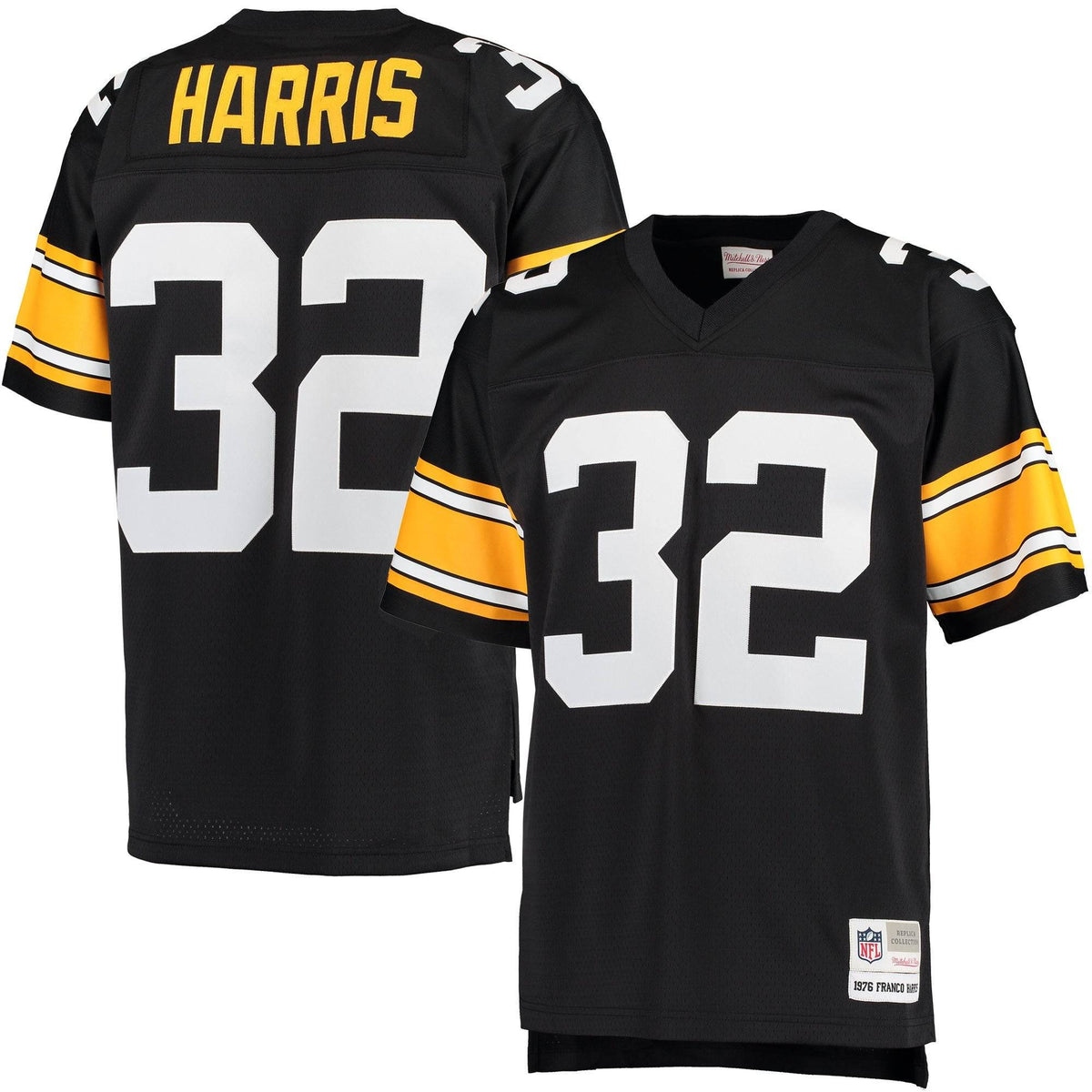 Pittsburgh Steelers Franco Harris Mitchell & Ness Black Retired Player Replica Jersey for Men product image 1, provided for