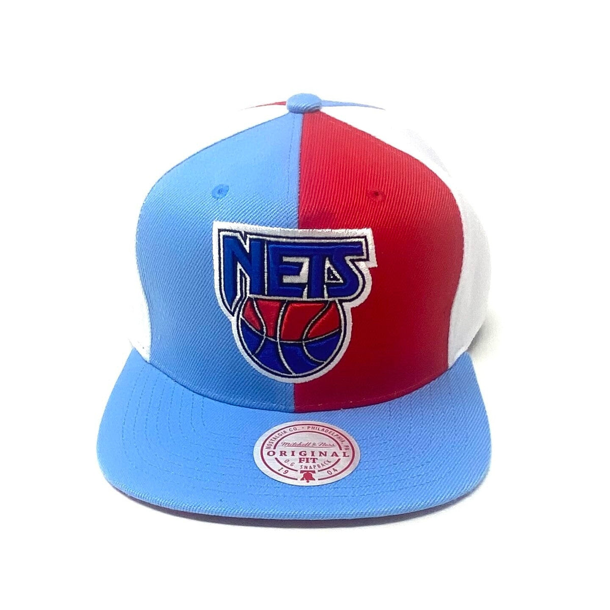New Jersey Nets Mitchell & Ness NBA Pinwheel Snapback Hat for Men product image 2, provided for visual reference and product