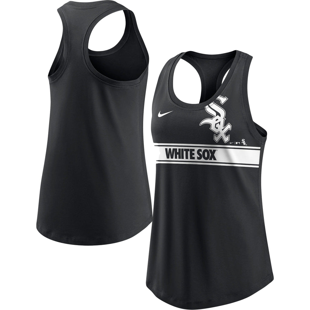 Chicago White Sox Nike Women Cropped Logo Performance Racerback Tank Top - Black product image 1, provided for visual