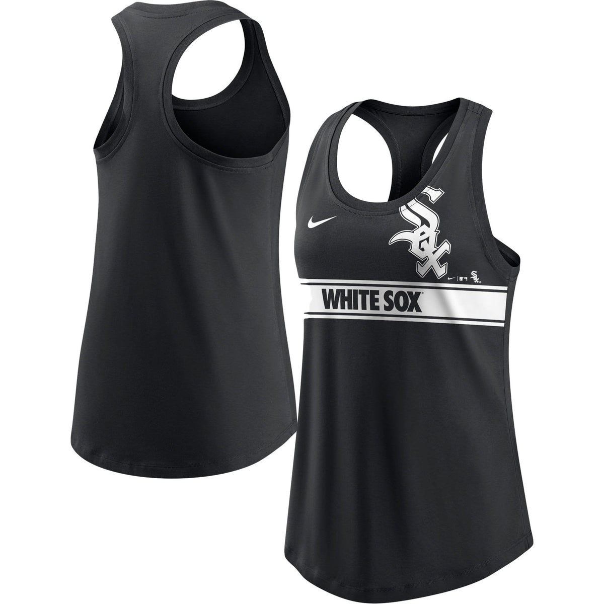 Chicago White Sox Nike Women Cropped Logo Performance Racerback Tank Top - Black product image 1, provided for visual